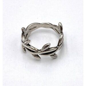 925 Ring Sterling Silver Woven Leaf Vine Wreath Size 5.5 Band